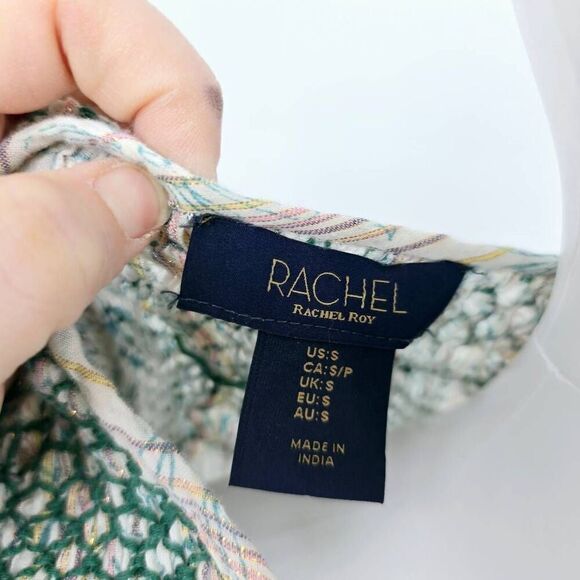 RACHEL Rachel Roy Bobo Floral Tassel Metallic Blouse S - Picture 3 of 5